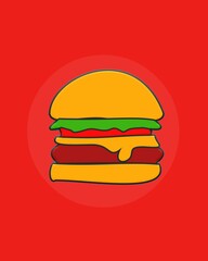 Vector illustration image burger and fries