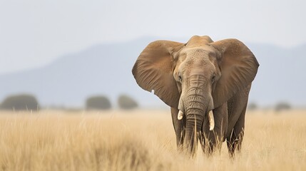 Fototapeta premium African elephant - Loxodonta africana female. Animals isolated on white background.