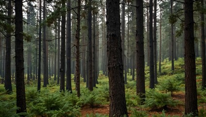 The soothing sound of wind rustling through a grove of towering pines ai_generated