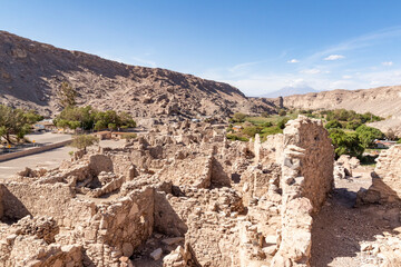 Fototapeta premium Atacameño fortress in the Lasana Valley, Loa River in the Atacama Desert