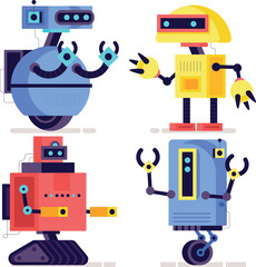  Vector AI Robots Concept on a white Background. AI robot bot. Chat, chatbot technology, vector illustration artificial icon.