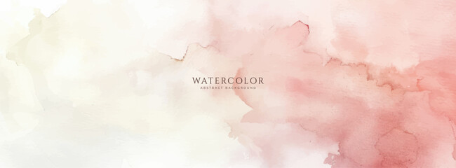 Obraz premium Abstract horizontal watercolor background. Neutral light colored empty space background illustration
