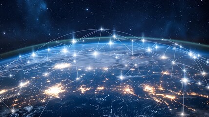 Expansive Global Network Connection with Luminous Data Flows and Shiny Cyberspatial Infrastructure