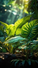 leaves in the jungle    HD 8K wallpaper Stock Photographic image
