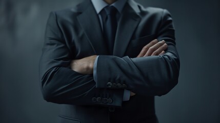 Closeup of a man in a dark gray suit