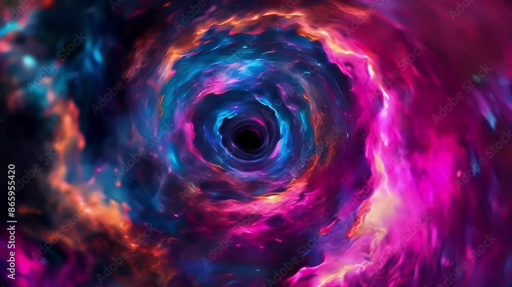 Poster a burst of neon colors explodes outwards in an abstract pattern resembling a psychedelic swirl.
