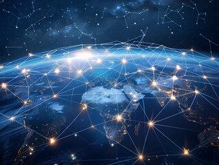 Interconnected Global Network of Digital Communication and Data Exchange Across the World