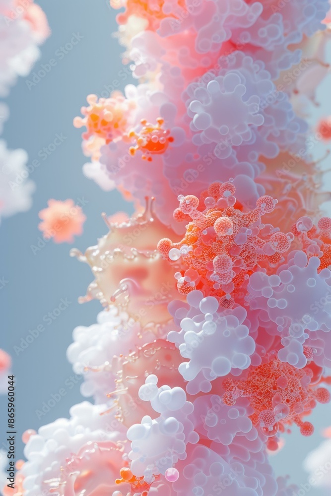Poster a close up of a bunch of bubbles that are floating in the air. ai.