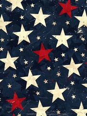 Obraz premium Red white and blue star pattern