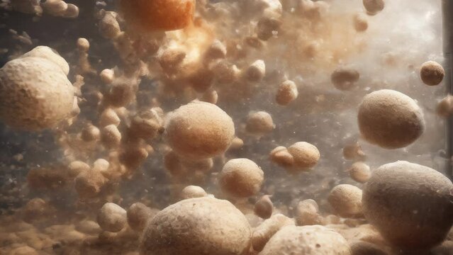 A microscopic view of Saccharomyces boulardi yeast, emphasizing its ability to multiply and spread rapidly in a given environment through the processes of budding and cell division .Medical concept. G