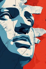 Woman's Face Red Background