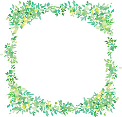 水彩画。夏の新緑風景。森の木々ベクターイラスト。エコイメージの新緑背景。Watercolor painting. Summer fresh green landscape. Forest trees vector illustration. Eco-image fresh green background.