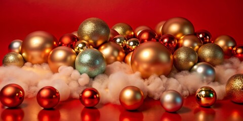 red and gold christmas balls