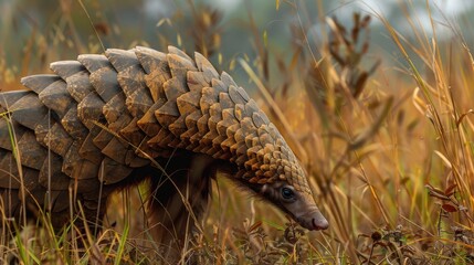 Obraz premium A close-up view of a pangolin in its natural habitat