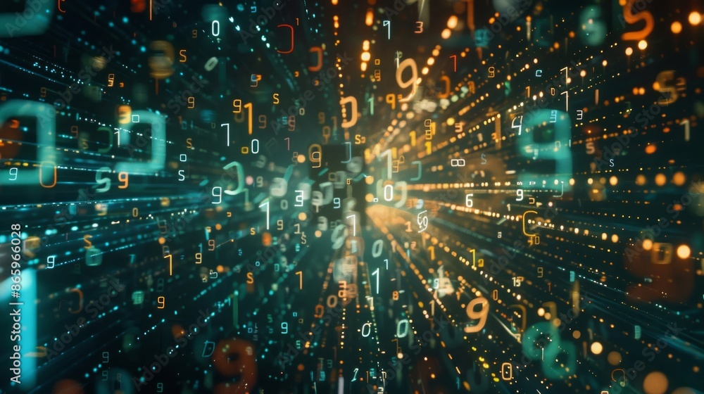 Aufkleber visual effects like numbers and graphs floating in the air, ai generative