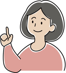 指をさしている　女性のイラスト