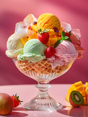 Various fruit flavors of ice cream