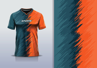 Sport jersey template mockup wave grunge design for football soccer, racing, running, e sports, gray orange color © Nimpuna O