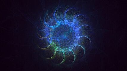 3D rendering abstract blue fractal light background. Its not AI Generatd illustration.