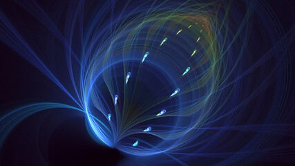3D manual rendering abstract blue fractal light background. Its not AI Generatd illustration.
