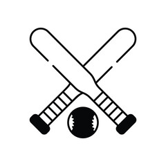 Baseball Bat And Ball Crossed vector icon