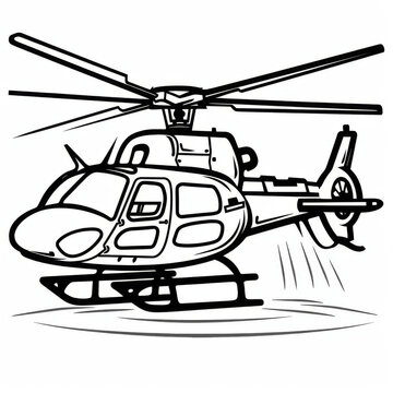 recommend clip art: Black and white illustration of a helicopter for kids to color, great for educational and recreational activities.