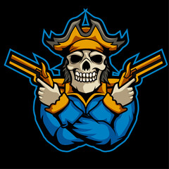 Illustration of Pirates mascot gaming logo design