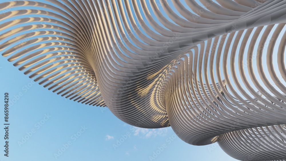 Poster abstract metallic curve waves background 3d render