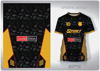 Vector sports shirt background image.Various types lightning black yellow pattern design, illustration, textile background for sports t-shirt, football jersey shirt