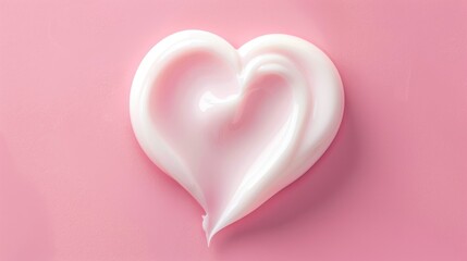 Moisturizing cream for soft winter skin heart shape on pink background