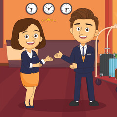 Manager adminitrator man and woman hotel