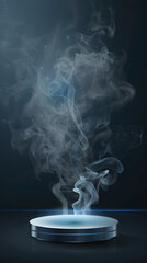 podium with cloud background 