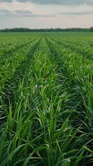 Obraz premium Breathtaking Display of Seeding Rye Grass Field Under the Warm Dusk Sky