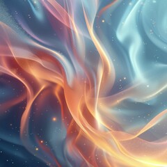 Abstract Digital Art of Flowing Orange and Blue Light With Sparkle