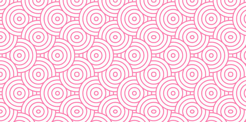Overlapping Pattern Minimal diamond geometric waves spiral and abstract circle wave line. pink color seamless tile stripe geometric create retro square line backdrop white pattern background.