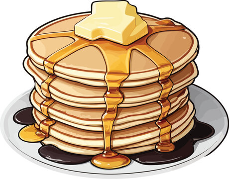recommend clip art: Delicious Pancakes butter and Syrup with Fruits Clipart Vector Illustrations 