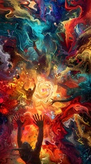 Obraz premium Empowerment and Unity: Abstract Representation of Revolutionary Spirit and Transformational Change