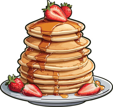 recommend clip art: Delicious Pancakes butter and Syrup with Fruits Clipart Vector Illustrations 