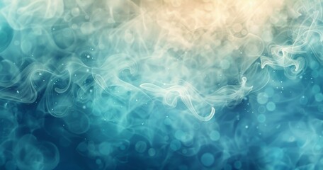 Obraz premium abstract foggy background with swirls. Golden light shine particles Bokeh on blue background, celebration concept 