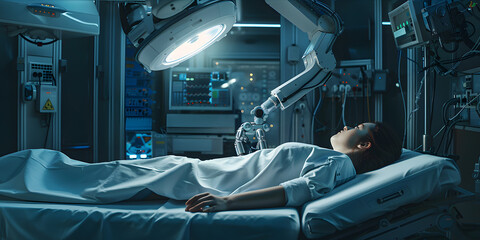 Surgical robot banner robotic surgeon banner surgical robot background robotic surgeon background robotic arms in the operation theatre modern surgery background
