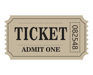 Retro ticket design template. Admit one. Tickets for cinema, movie, circus, carnival, film, festival, etc. Vector illustration.