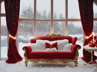 red sofa in the living room decorating Christmas and other special days