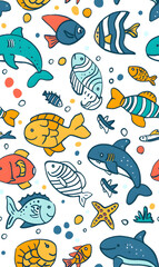 Naklejka premium wallpaper, tiles or carpet cartoon illustrator, seamless pattern.