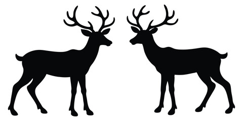 silhouettes of reindeer male and female deer