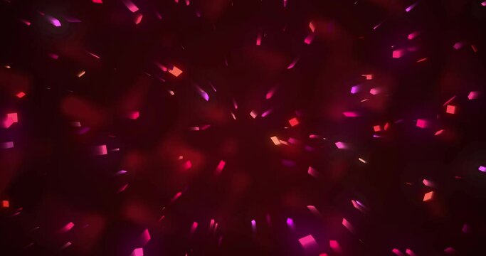 
Shiny illuminating confetti falling seamless loop bg 4K. Christmas greeting New Year celebration happy birthday multi-colored 3d. Defocused glamour burst anniversary winner explode overlay asset clip