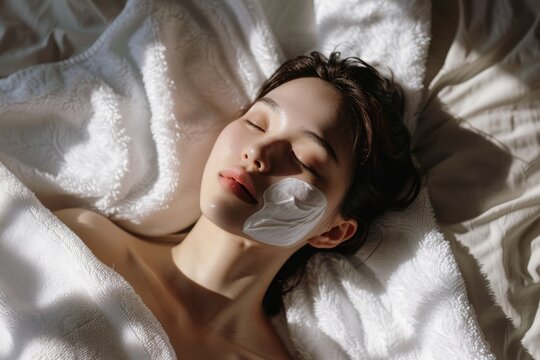 The implementation of facial metabolism, facial massage and moisturizing, wearing a mask on the face