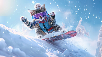 Snowboarding Cat