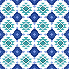 set of seamless patterns with blue green and navy color