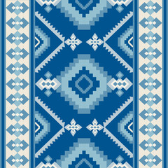Blue Seamless Pattern. Native American style  