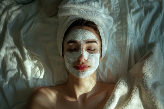 The implementation of facial metabolism, facial massage and moisturizing, wearing a mask on the face